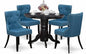 East West Furniture SHSI5-BLK-21 5 Piece Dining Table Set for 4 Includes a Round Kitchen Table with Pedestal and 4 Blue Linen Fabric Parsons Dining Chairs, 42x42 Inch, Black