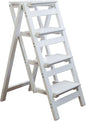 Step Stool for Adults/Step Ladder/Counter Chair, 4-Step Folding Portable Wooden Step Stool, Anti-Slip & Lightweight (White)