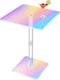 NiHome Square Iridescent Acrylic End Table for Small Spaces, Living Rooms, Bedrooms, Balconies, 0.3-Inch Thick Acrylic Coffee Table with Crystal Clear and Durable Design, 13.3"x13.3"x18.9" (1PC)