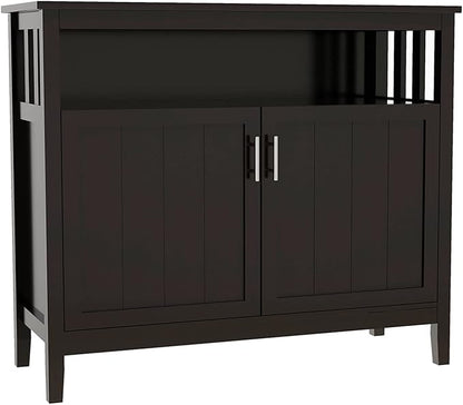 RASOO Espresso Buffet Cabinet, Modern Design with 2 Doors, Large Storage, MDF+Wood, 39.96x15.75x34.25 inches