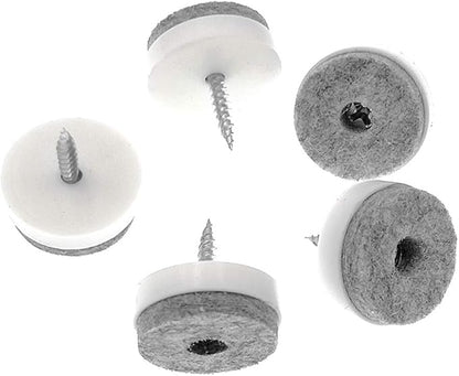 ALIMITOPIA 40pcs Screw-on Furniture Felt Pad Chair Glide Slider Hardwood Floor Protector for Wooden Leg Feet of Chair Table Furniture(Φ24mm or 0.95";White)