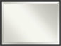 Amanti Art Black Bathroom Mirror for Over Sink, 32x42 Grace Brushed Metallic Black Narrow Rectangle Vanity Mirror, X-Large Modern Frame, Hangs Horizonally and Vertically, Bathroom Wall Decor, Beveled