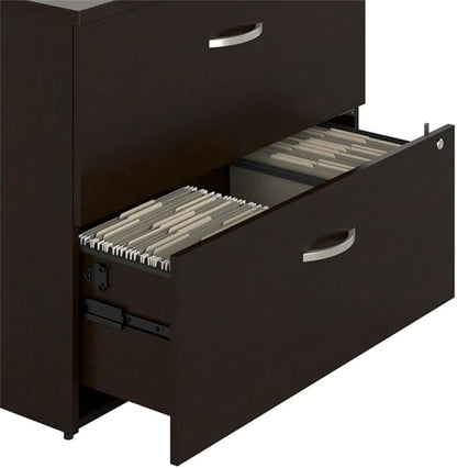 Bush Business Furniture Office in an Hour 2 Drawer Lateral File Cabinet in Mocha Cherry | Locking Storage for Letter, Legal, and A4-size Documents