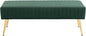 Furniliving 44 Inch Entryway Benches, Upholstered Tufted Striped Fabric Ottoman Bench with Polished Gold Metal Legs for Living Room, Solid Wood Indoor Bench for Foyer (DarkGreen)