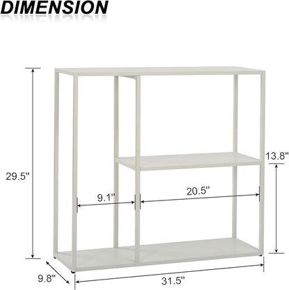HDANI Console Table, Narrow Entryway Table, 3 Tier Metal Hallway Table, 9.8''Dx31.5''Wx29.7''H(White)