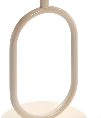 Lantern-Shaped Metal End Table, Small Round Side Accent Pedestal Modern Coffee Drink Cocktail Table for Living Room Corners Small Spaces(21.3'' Height,Cream White)
