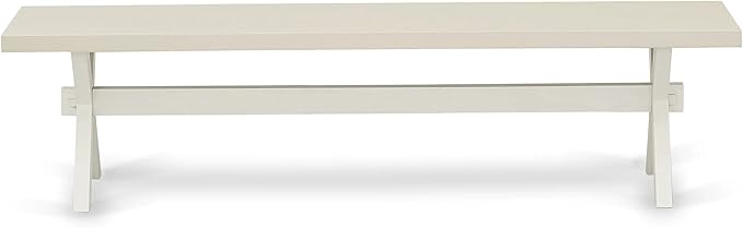 East West Furniture X027CE215-6 6 Piece Dining Room Set Contains a Rectangle Dining Table with X-Legs and 4 Baby Blue Linen Fabric Parson Chairs with a Bench, 40x72 Inch, Multi-Color