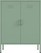 Manhattan Comfort Naomi Modern Metal Accent Cabinet, Minimalist Storage Cabinet with Doors & Adjustable Shelves, Vented Doors, Sturdy Steel Build, Versatile & Multi-Purpose Home Furniture, Green