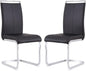 Dining Chairs Set, Kitchen Modern Metal Chairs with Faux Leather Padded Seat High Back and Sturdy Chrome Legs, Chairs for Dining Room (Black, Set of 2)