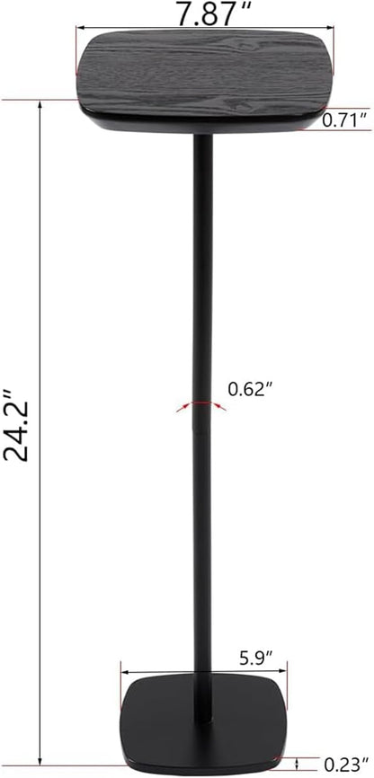Modern Martini Pedestal Side Table - Small Metal Cocktail Stand for Living Room, Bar, or Small Spaces - Black End Table (Black)