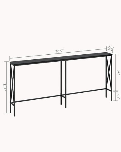 Masupu 70.9" Console Table, Modern Narrow Long Sofa Table Behind Couch, Skinny Entry Table, Industrial Sofa Table with Metal Frame for Hallway, Living Room, Classic Black…