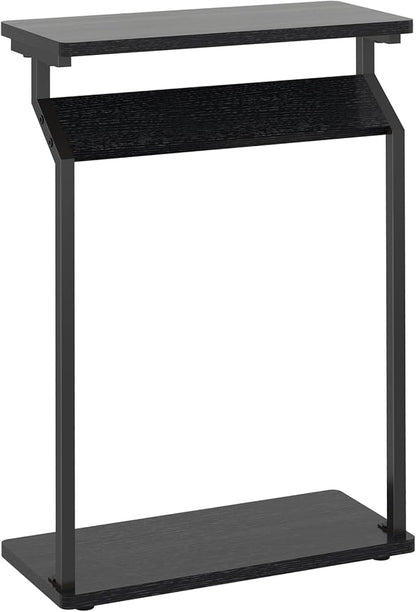 Narrow Side Table for Small Spaces, Small End Table, Slim Couch Tray Tables, Small Side Table for Couch, Skinny Thin End Tables for Living Room, Bedroom, Black