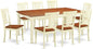 East West Furniture DOAV9-WHI-W 9 Piece Dining Table Set Includes a Rectangle Dining Room Table with Butterfly Leaf and 8 Wooden Seat Chairs, 42x78 Inch, Buttermilk & Cherry