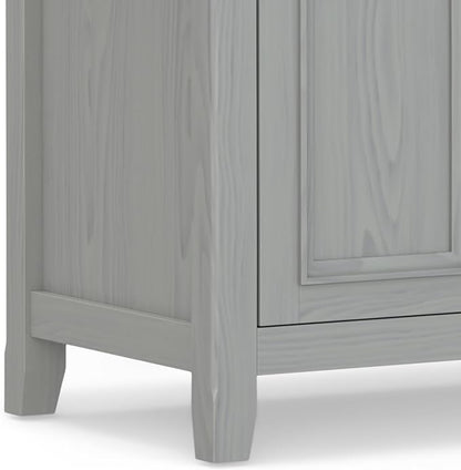 SIMPLIHOME Amherst 72-inch Wide Solid Wood TV Stand in Fog Grey, Transitional-Style Media Console for Living Room with Cable Management and Adjustable Shelves, Fits 80" TVs