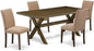 East West Furniture X777AB747-5 5 Piece Dining Table Set for 4 Includes a Rectangle Kitchen Table with X-Legs and 4 Light Sable Linen Fabric Parsons Dining Chairs, 40x72 Inch, Multi-Color