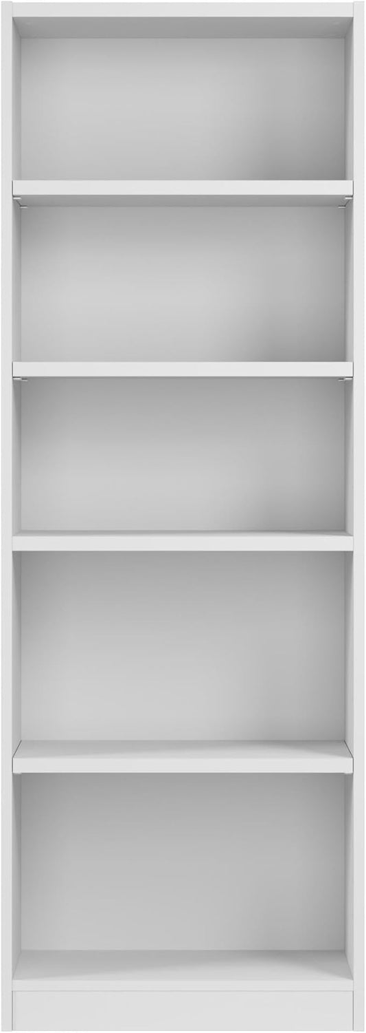 Bush Furniture Universal 25W Tall 5 Shelf Bookcase in White, Vertical Storage and Display Bookshelf for Home Office or Living Room Organization