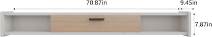 70'' Floating TV Stand,Wall Mounted TV Console,Floating TV Cabinet,Under TV Shelf for Bedroom Living Room(White)