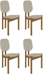 Manhattan Comfort Mid-Century Modern Gales Dining Chair with Solid Wood Legs in Greige - Set of 4