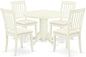 East West Furniture SHDA5-WHI-C 5 Piece Modern Dining Table Set Includes a Round Kitchen Table with Pedestal and 4 Linen Fabric Kitchen Dining Chairs, 42x42 Inch, Linen White
