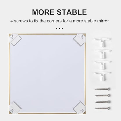 24x32 Inch Gold Bathroom Mirror - Copper-Free Mirror, Aluminum Alloy Frame Vanity Rectangle Wall Mounted Modern Mirror for Bedroom/Living Room/Porch Horizontal or Vertical