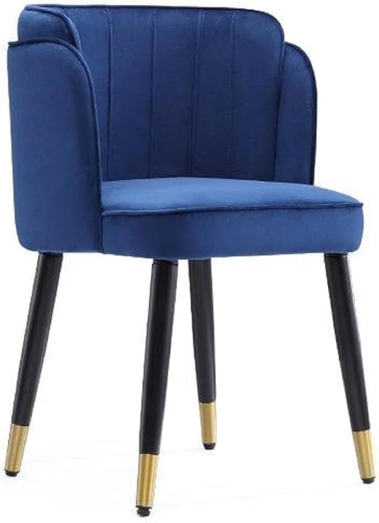 Manhattan Comfort Zephyr Modern Velvet Dining Chair, Solid Wood Frame with Gold-Tipped Splayed Legs, High Density Foam Padding, Vintage Design, Tulip Inspired Accent Furniture, Royal Blue