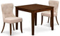 East West Furniture OXSI3-AWA-04 3 Piece Dining Set Includes a Square Dining Room Table and 2 Parson Kitchen Chairs, 36x36 Inch, Antique Walnut