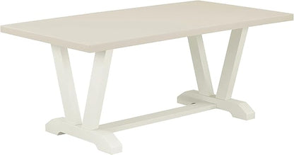 East West Furniture V027EL207-7 7 Piece Dining Room Table Set Consist of a Rectangle Kitchen Table with V-Legs and 6 Gray Linen Fabric Parsons Dining Chairs, 40x72 Inch, Multi-Color