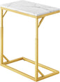 C-Shaped End Table, Small Sofa Table with Metal Frame, Adjustable Height Side Table for Couch, Living Room, Bedroom, Bedside (Gold, Medium)