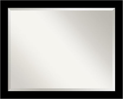 Amanti Art Black Bathroom Mirror for Over Sink, 26x32 Brushed Black Rectangle Vanity Mirror, Large Modern Contemporary Frame, Hangs Horizonally and Vertically, Bathroom Wall Decor, Beveled Edge