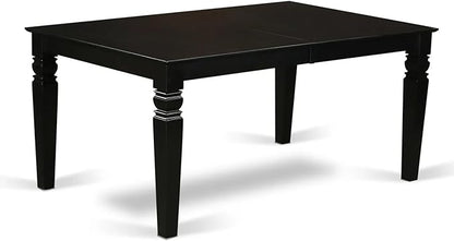 East West Furniture LGX15-BLK-24 -5 Piece Dining Set Includes a Rectangular Kitchen Table with Black Tabletop and 4 Stackable Polyester Fabric Chairs, Black