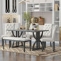 SogesHome 6-Piece Dining Table Set with Upholstered Chairs and Bench, Modern Retro Rectangular Kitchen Table, Rustic Farmhouse Style Decor Dining Table for Dining Room, Breakfast (Gray Wash)
