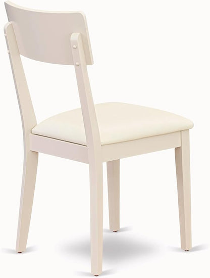 East West Furniture DMAD3-LWH-LC 3 Piece Dinette Set for Small Spaces Contains a Round Dining Table with Dropleaf and 2 Faux Leather Dining Room Chairs, 42x42 Inch, Linen White