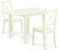 East West Furniture NDBO3-LWH-W 3 Piece Dinette Set for Small Spaces Contains a Rectangle Dining Table with Dropleaf and 2 Kitchen Dining Chairs, 30x48 Inch, Linen White