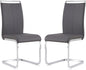 Dining Chairs Set, Kitchen Modern Metal Chairs with Faux Leather Padded Seat High Back and Sturdy Chrome Legs, Chairs for Dining Room (Grey, Set of 2)
