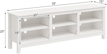 Panana TV Stand with 6 Cubby for 75 inch TV, Television Stands Entertainment Center Media Stand TV Table for Living Room, Bedroom (White 70 inch)