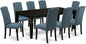 East West Furniture LGCE9-BLK-21 9 Piece Dining Table Set Includes a Rectangle Kitchen Table with Butterfly Leaf and 8 Mineral Blue Linen Fabric Upholstered Chairs, 42x84 Inch, Black