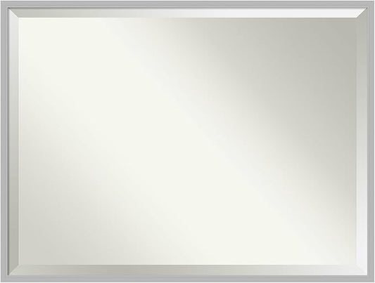 Amanti Art Silver Bathroom Mirror for Over Sink, 31x41 Hera Chrome Rectangle Vanity Mirror, X-Large Modern Frame, Hangs Horizonally and Vertically, Bathroom Wall Decor, Beveled Edge from WI, USA