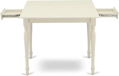East West Furniture MZDA3-LWH-W 3 Piece Dining Room Furniture Set Contains a Rectangle Kitchen Table with Dropleaf and 2 Dining Chairs, 36x54 Inch, Linen White