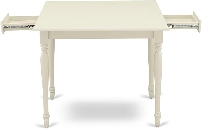 East West Furniture MZDA5-LWH-W 5 Piece Dining Table Set for 4 Includes a Rectangle Kitchen Table with Dropleaf and 4 Dining Room Chairs, 36x54 Inch, Linen White