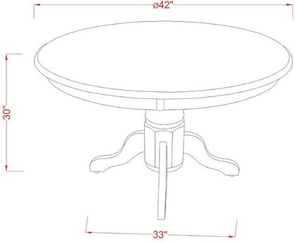 East West Furniture SHDA3-LWH-W 3 Piece Kitchen Table Set for Small Spaces Contains a Round Dining Table with Pedestal and 2 Dining Room Chairs, 42x42 Inch, Linen White