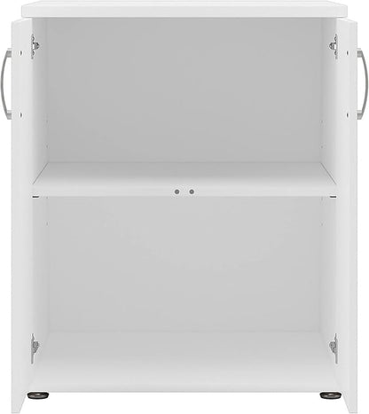 Bush Business Furniture Universal Floor Cabinet with Doors, Vertical Office Storage Unit with Adjustable Shelving for Workspace, White