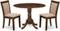 East West Furniture DLMZ3-AWN-04 3 Piece Dinette Set for Small Spaces Contains a Round Dining Table with Dropleaf and 2 Light Tan Linen Fabric Parsons Dining Chairs, 42x42 Inch, Natural Walnut