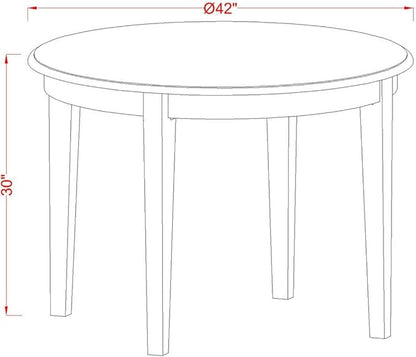 East West Furniture BOST3-CAP-W 3 Piece Modern Dining Table Set Contains a Round Kitchen Table and 2 Dining Chairs, 42x42 Inch, Cappuccino