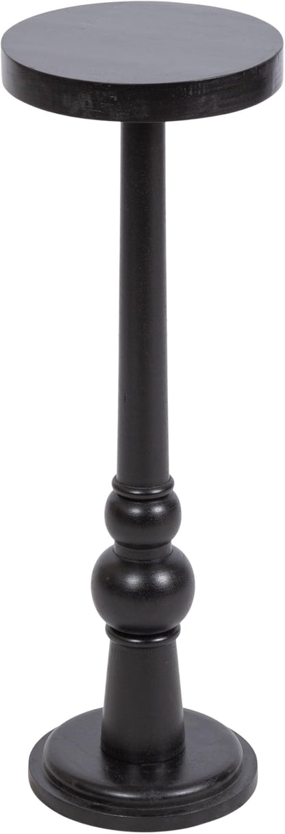 Kate and Laurel Wegner Traditional Wooden Round Drink Table, 8 x 23, Black, Elegant and Durable Pedestal Table for Use as Small Drink Table, Plant Stand, or Decorative Item Display