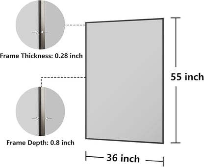 Koonmi Bathroom Mirror 36x55 Bathroom Wall-Mounted Mirrors, Modern Vanity Mirror for Bedroom, Living Room, Aluminum Alloy Frame Allow to Hang Horizontally or Vertically