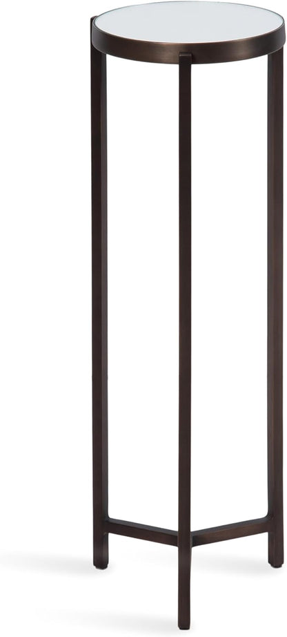 Kate and Laurel Aguilar Modern Mirrored Round Drink Table, 9 x 9 x 23, Bronze, Metal Accent Table with Mirrored Tabletop for Use as Small Plant Stand