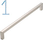 KOOFIZO Solid Square Bar Cabinet Handle - Brushed Nickel Furniture Pull, 7.6 Inch/192mm Screwhole Distance, 1-Piece for Kitchen Cupboard Door, Bedroom Dresser Drawer, Bathroom Wardrobe Hardware