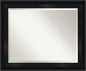 Amanti Art Black Bathroom Mirror for Over Sink, 28x34 Grand Black Rectangle Vanity Mirror, Large Casual Frame, Hangs Horizonally and Vertically, Bathroom Wall Decor, Beveled Edge