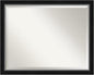 Amanti Art Black Bathroom Mirror for Over Sink, 25x31 Eva Black Silver Narrow Rectangle Vanity Mirror, Large Modern Contemporary Frame, Hangs Horizonally and Vertically, Bathroom Wall Decor, Beveled