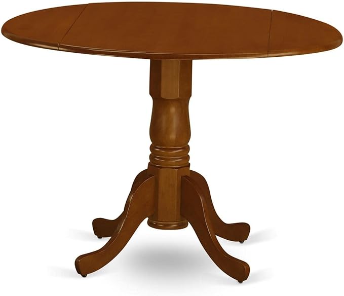 East West Furniture DLPL3-BMK-W 3 Piece Kitchen Table Set for Small Spaces Contains a Round Dining Table with Dropleaf and 2 Dining Room Chairs, 42x42 Inch, Buttermilk & Cherry
